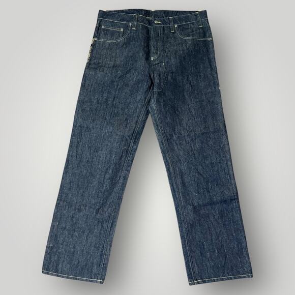 Maharishi Dragon Embroidered Jeans Hemp Cotton Denim Dark Wash Mens XL 36 x 30 - Picture 3 of 6